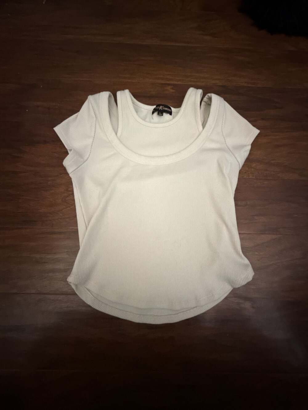 Almost Famous Layered Ribbed Top Size L